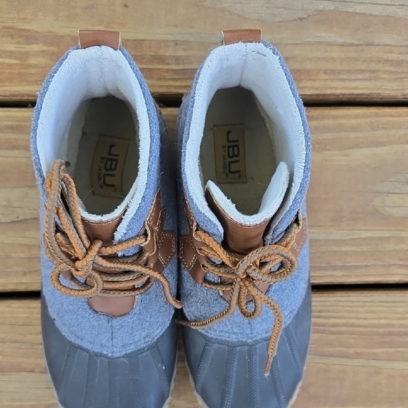 JBU Blue and Gray Winter Rain Boots Waterproof Ankle Style - Picture 2 of 5